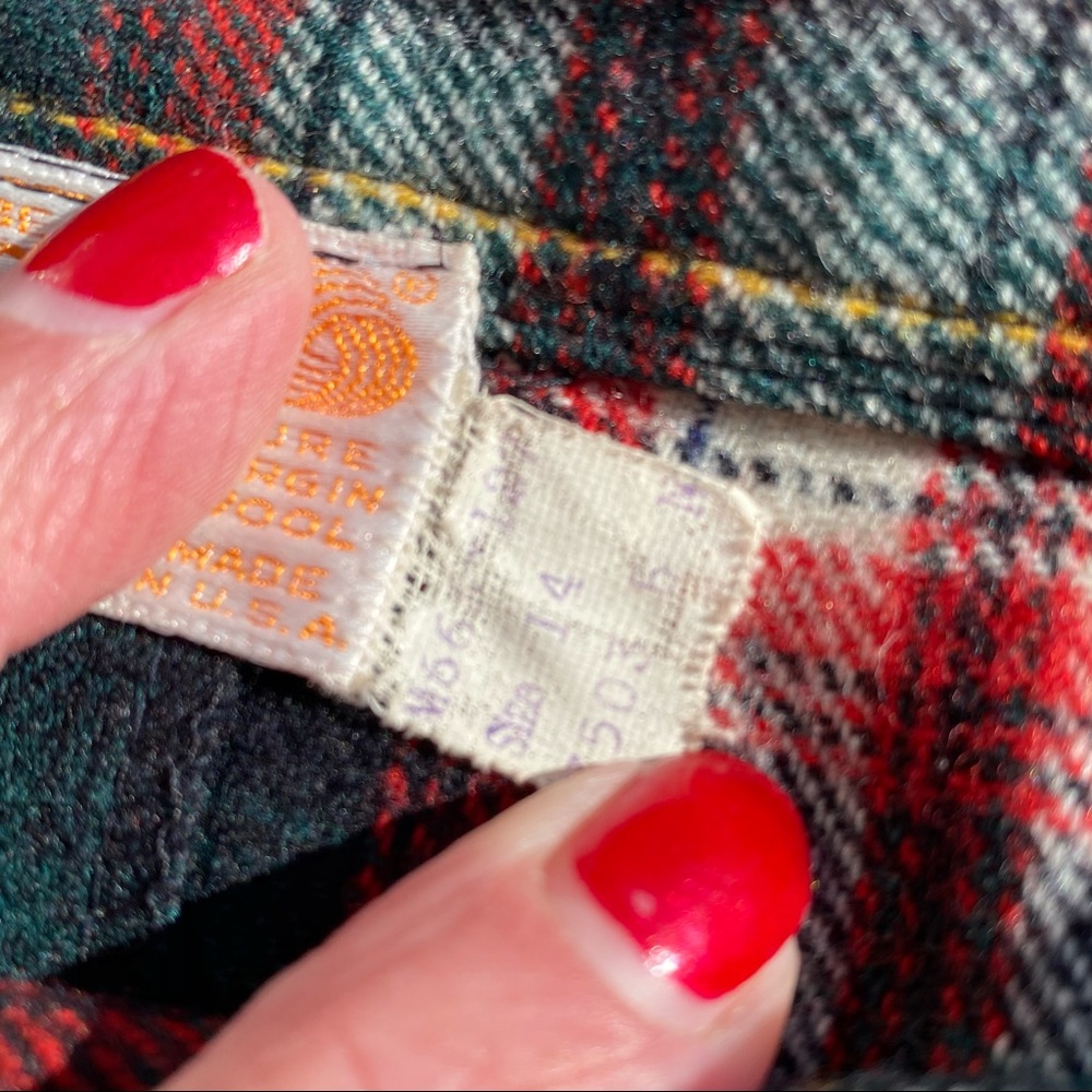 Pendleton Vintage Wool Plaid Midi Skirt Red & Black Tartan Preppy 1980’s - Picture 8 of 8